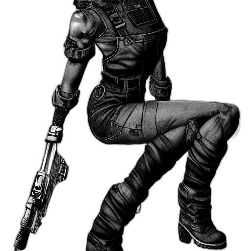 weapon, staff, jacket, robot transparent PNG cut-out