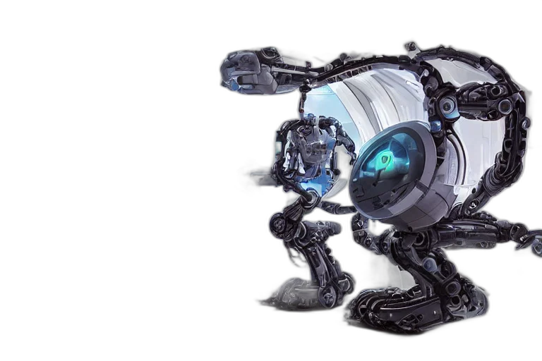robot, weapon, concept art, 3d render transparent PNG cut-out