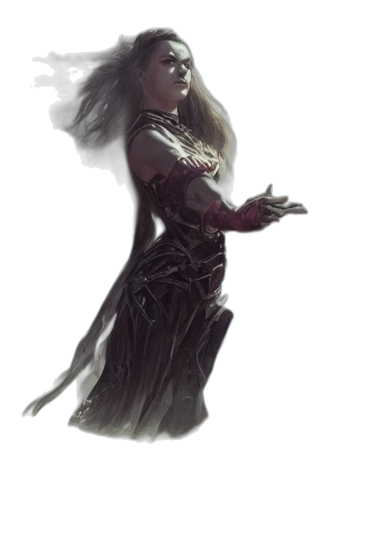 dress, creature, staff, mask transparent PNG cut-out