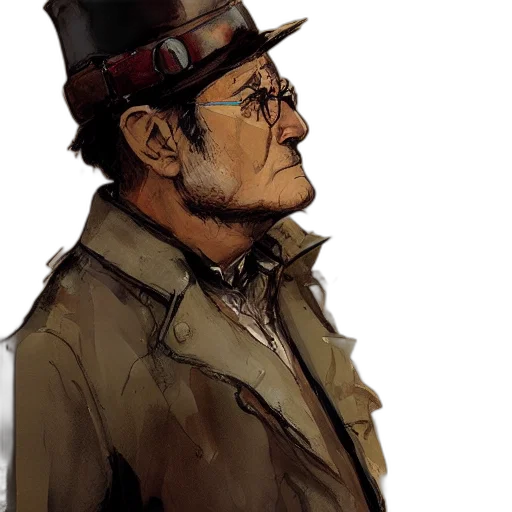 jacket, hat, face, concept art transparent PNG cut-out