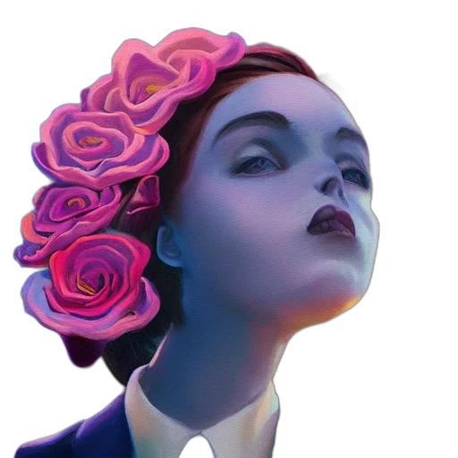 crown, face, robot, flower transparent PNG cut-out