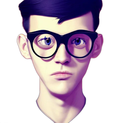 face, cartoon, 3d render, concept art transparent PNG cut-out
