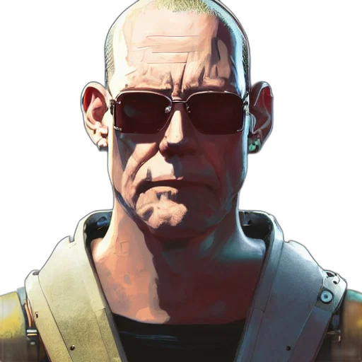 face, robot, jacket, weapon transparent PNG cut-out