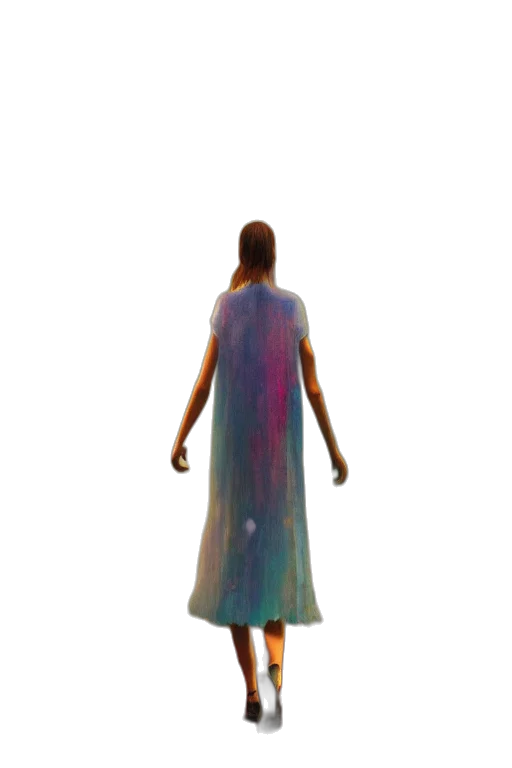 dress, staff, hair, creature transparent PNG cut-out