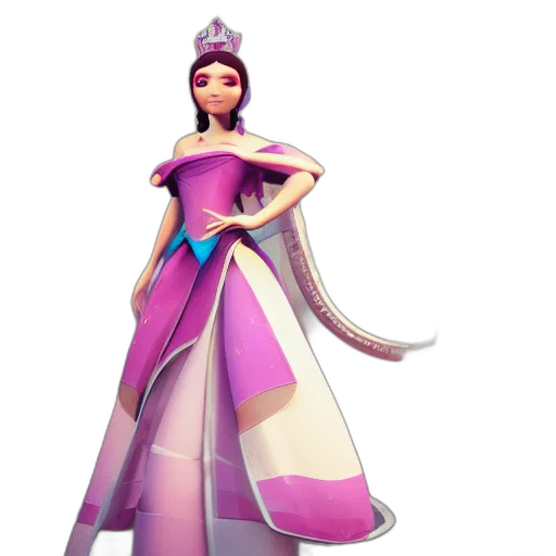 dress, crown, staff, 3d render transparent PNG cut-out