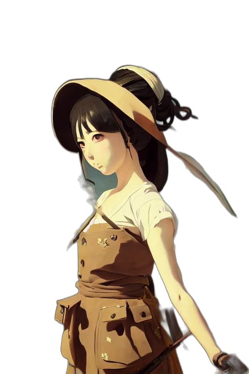 hat, staff, dress, weapon transparent PNG cut-out