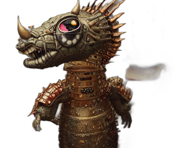dragon, creature, robot, staff transparent PNG cut-out