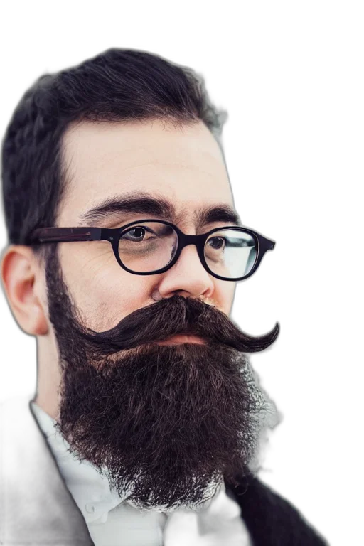 face, hair, staff, photorealistic transparent PNG cut-out