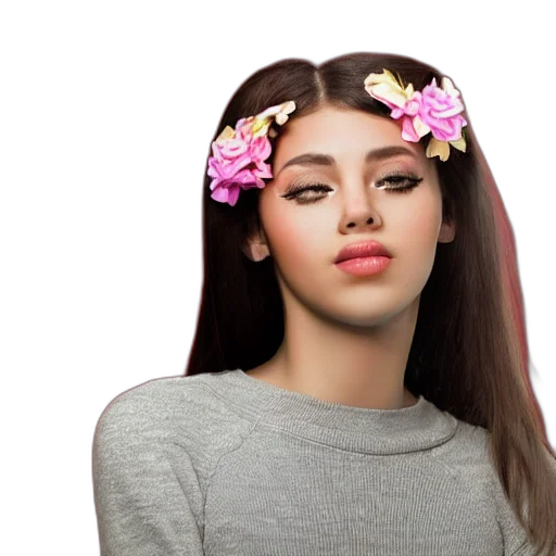 face, hair, photorealistic, 3d render transparent PNG cut-out