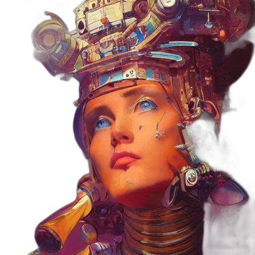 robot, face, crown, hat transparent PNG cut-out