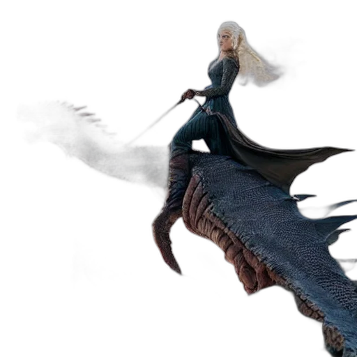 dragon, sword, dress, hair transparent PNG cut-out