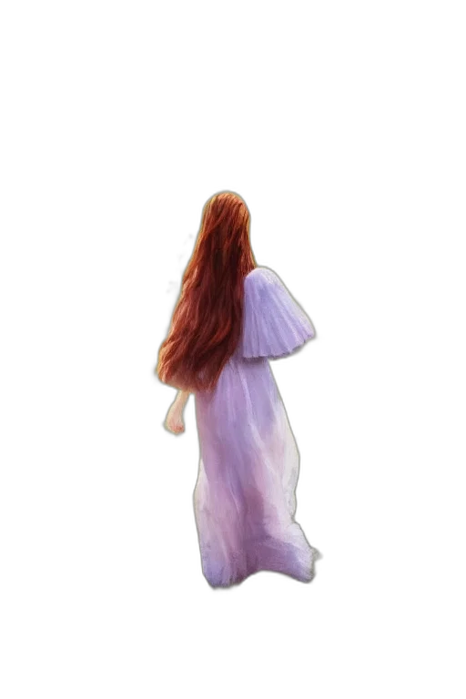 dress, hair, creature, staff transparent PNG cut-out