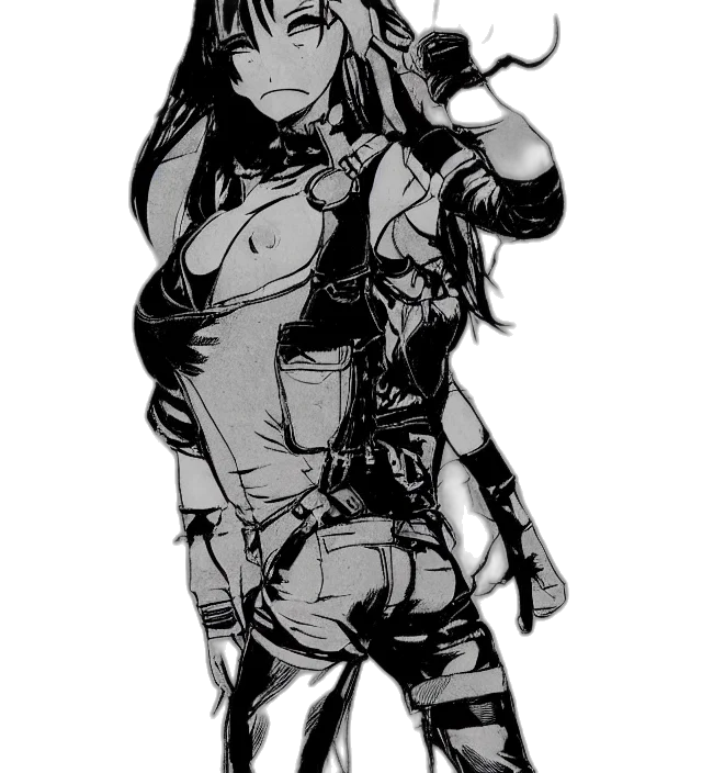 weapon, jacket, staff, cyberpunk transparent PNG cut-out