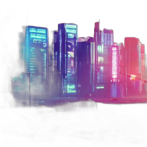 building, concept art, cyberpunk, 3d render transparent PNG cut-out