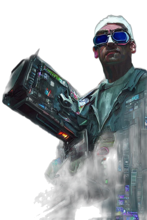 robot, weapon, jacket, staff transparent PNG cut-out