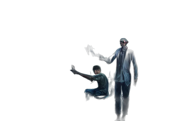 jacket, robot, staff, weapon transparent PNG cut-out