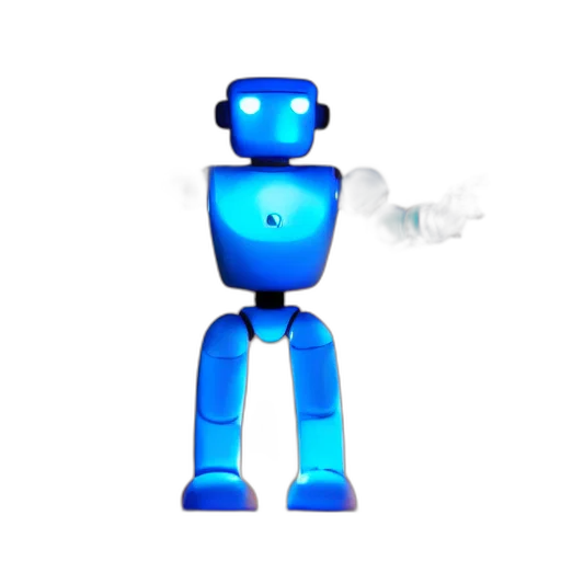 robot, staff, 3d render, pixel art transparent PNG cut-out