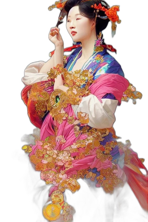 dress, jewelry, staff, mask transparent PNG cut-out