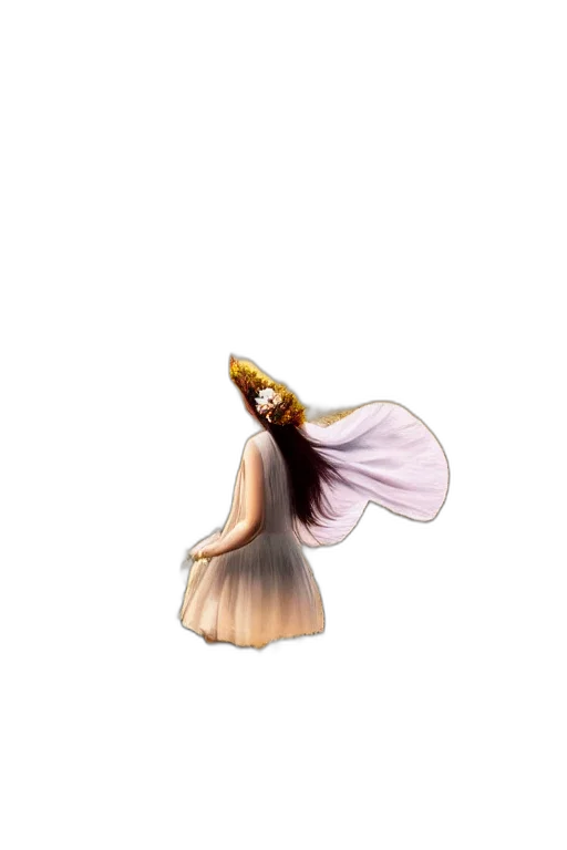 hair, crown, dress, staff transparent PNG cut-out