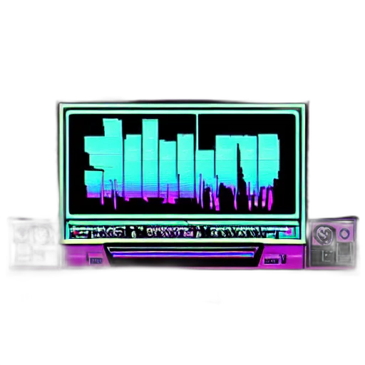 vaporwave, cyberpunk, pixel art, neon lights transparent PNG cut-out
