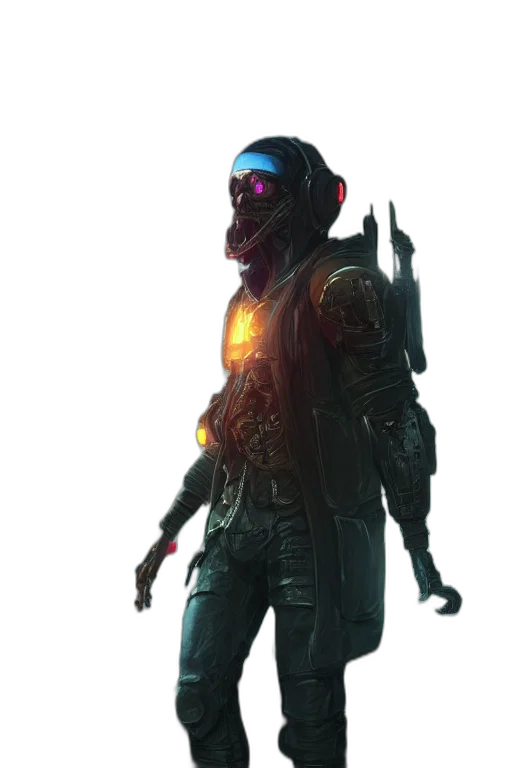 jacket, weapon, mask, staff transparent PNG cut-out