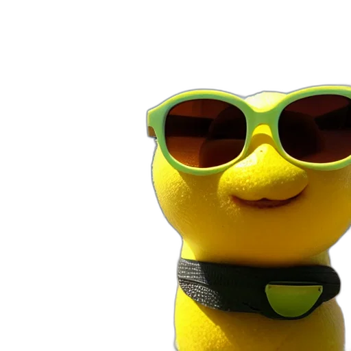 3d render, lemon, character, wearing transparent PNG cut-out