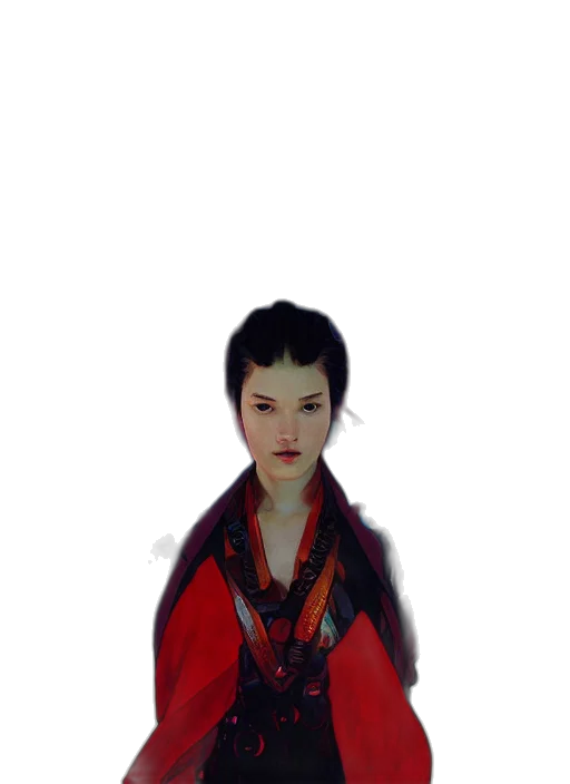 face, staff, jacket, dragon transparent PNG cut-out