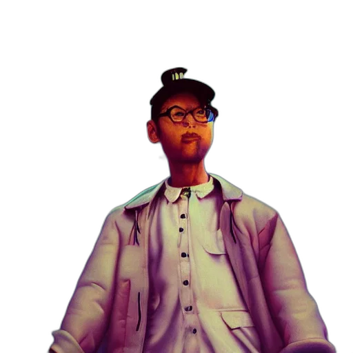 jacket, staff, hat, face transparent PNG cut-out