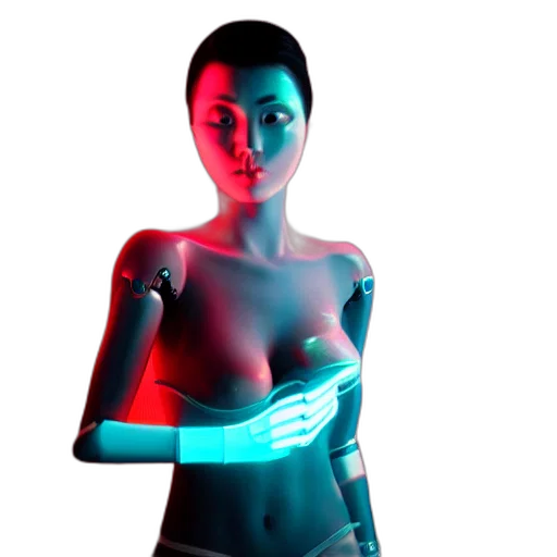 robot, cyberpunk, 3d render, concept art transparent PNG cut-out