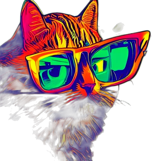 animal, cartoon, photorealistic, vaporwave transparent PNG cut-out