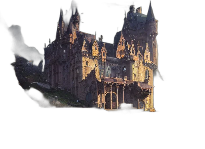 dragon, staff, crown, building transparent PNG cut-out