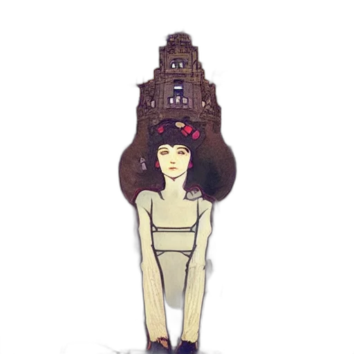 dress, hat, crown, staff transparent PNG cut-out