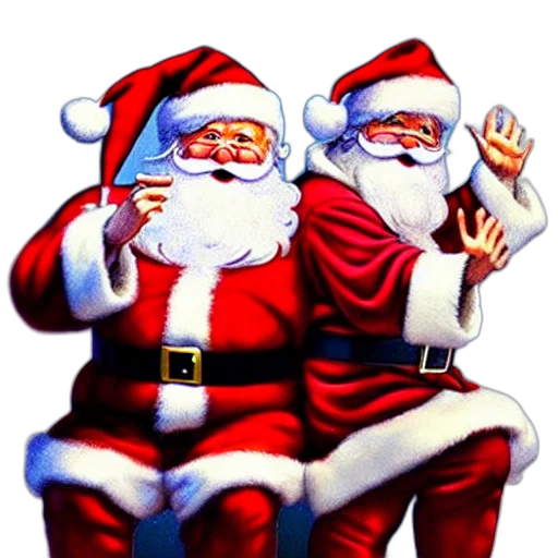 two, santa, claus, short transparent PNG cut-out