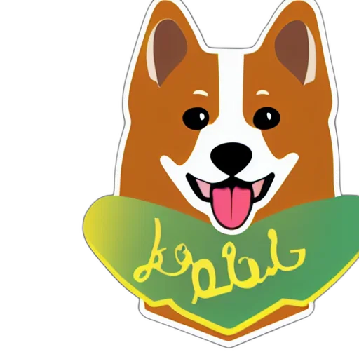 cartoon, logo, corgi, holding transparent PNG cut-out