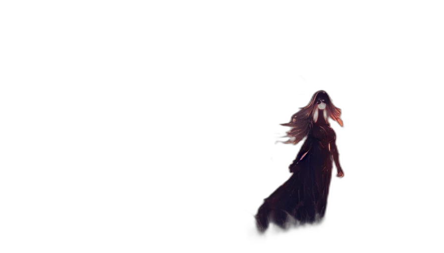 dress, hair, creature, staff transparent PNG cut-out
