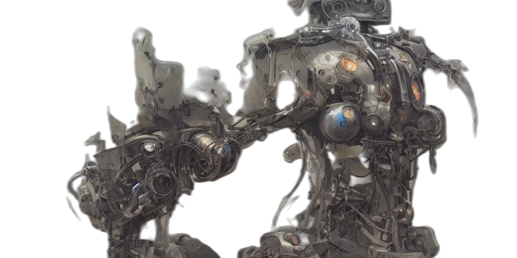 robot, 3d render, concept art, beautiful transparent PNG cut-out
