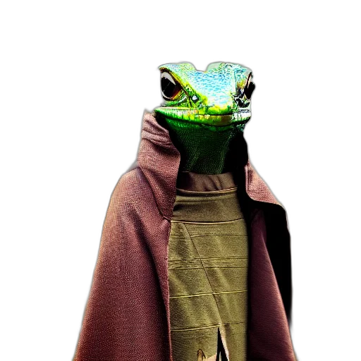dragon, jacket, staff, creature transparent PNG cut-out