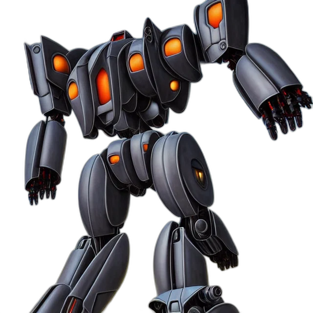 robot, weapon, concept art, 3d render transparent PNG cut-out
