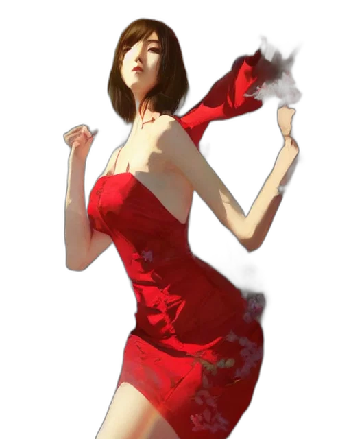 dress, staff, concept art, photorealistic transparent PNG cut-out
