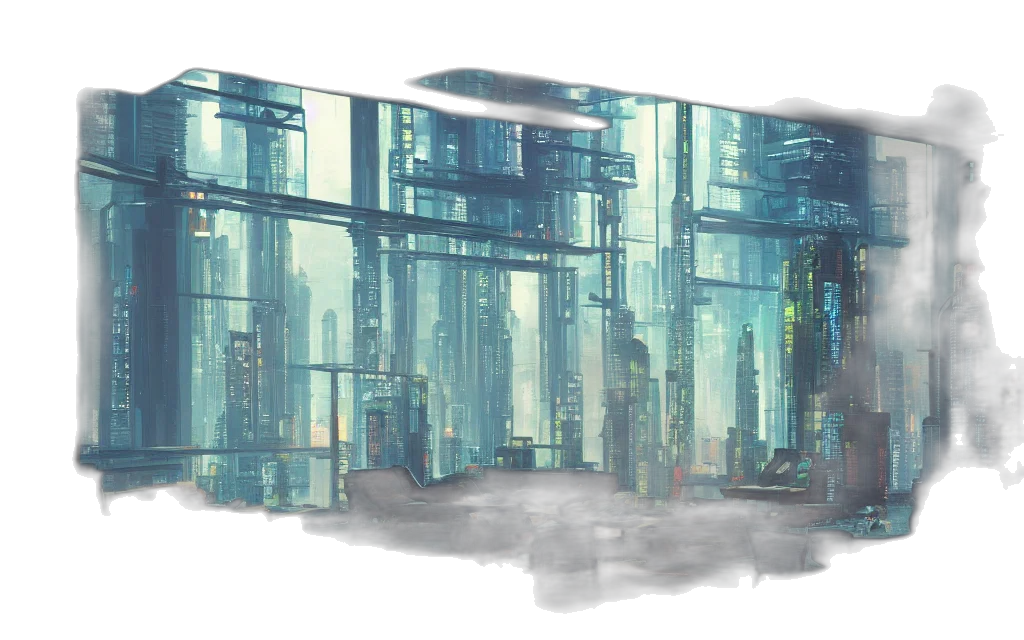 building, robot, concept art, cyberpunk transparent PNG cut-out