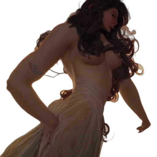 dress, hair, photorealistic, concept art transparent PNG cut-out