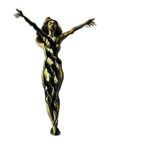 dress, jewelry, hair, staff transparent PNG cut-out