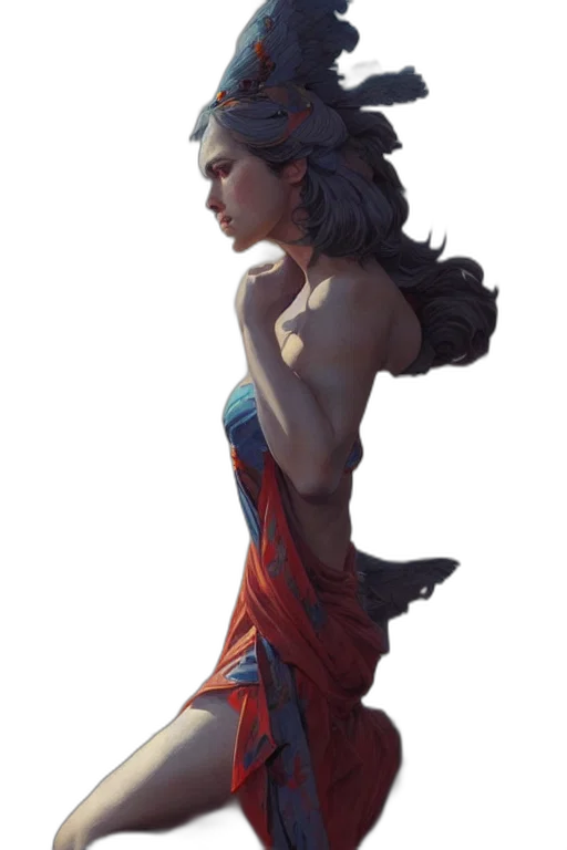 dress, face, dragon, staff transparent PNG cut-out