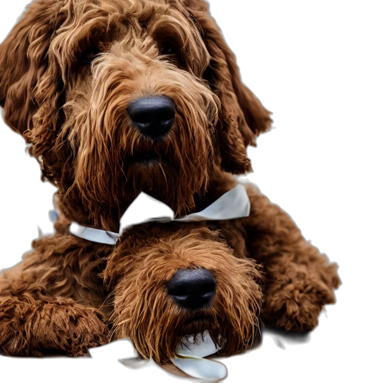 staff, animal, photorealistic, labradoodle transparent PNG cut-out