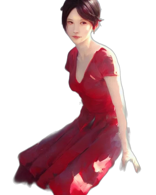 dress, face, staff, flower transparent PNG cut-out