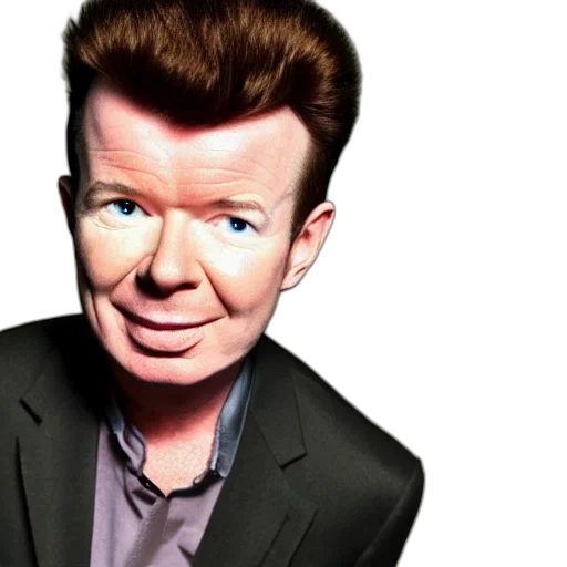 cartoon, photorealistic, rick, astley transparent PNG cut-out