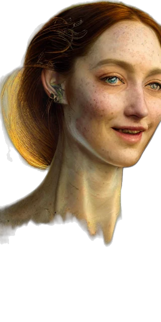 face, hair, jewelry, staff transparent PNG cut-out