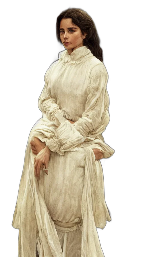 dress, staff, face, photorealistic transparent PNG cut-out