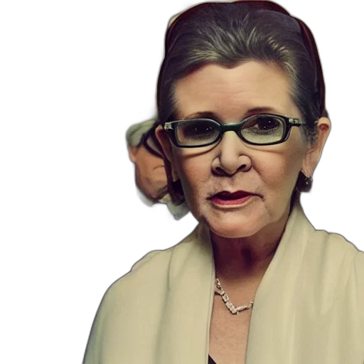 photorealistic, carrie, fisher, showed transparent PNG cut-out
