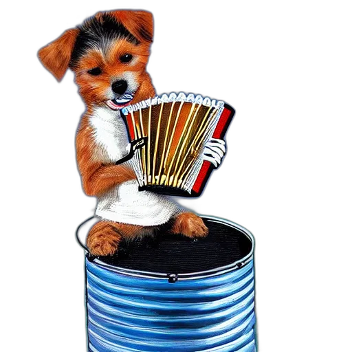 animal, dog, plays, accordion transparent PNG cut-out